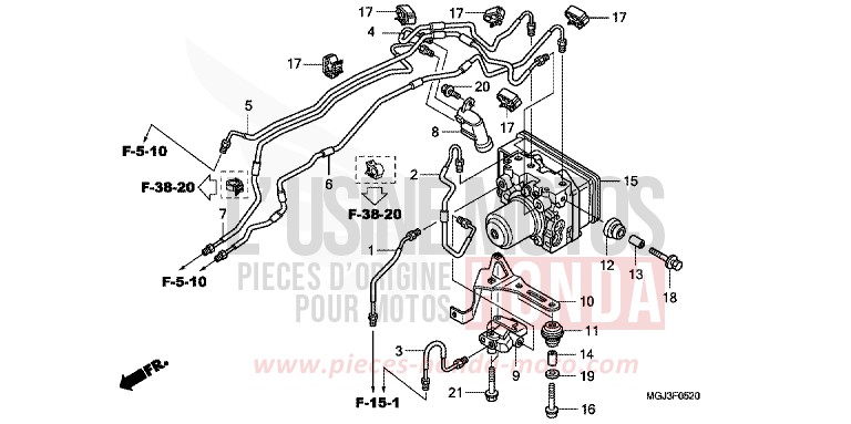 MODULATEUR ABS de CBF1000F ABS PEARL COOL WHITE (NHA16) 2010
